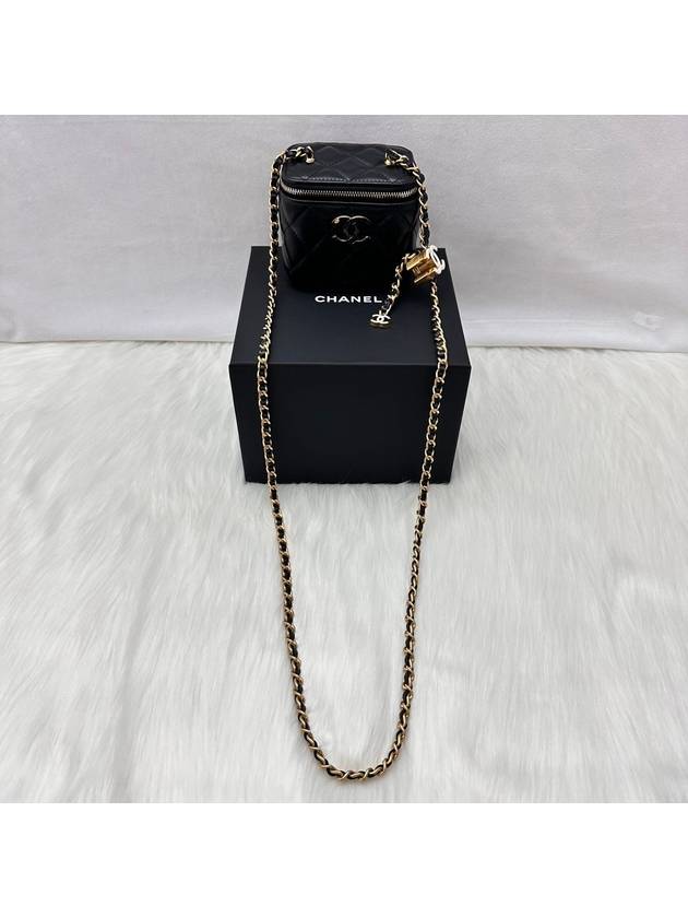 24 Years Women s Vanity Mini Bag Cross Chain Adjustable Black Gold LUX2407021 - CHANEL - BALAAN 8