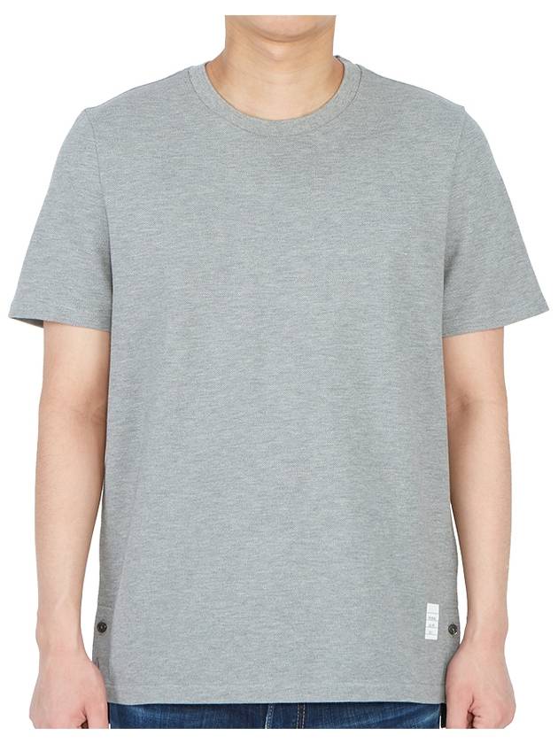 Men's Center Back Striped Short Sleeve T-Shirt Light Grey - THOM BROWNE - BALAAN 3