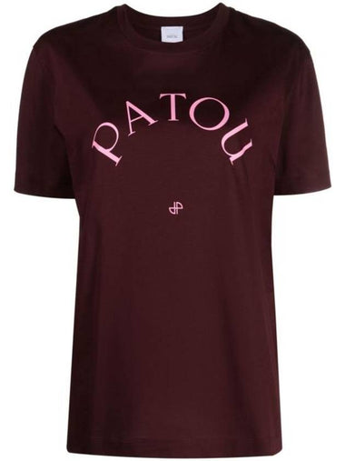 Logo Print Short Sleeve T-Shirt Dark Red - PATOU - BALAAN 1