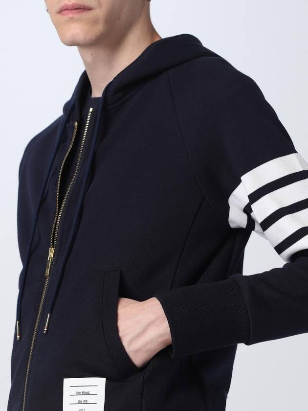 Engineered 4 Bar Diagonal Zip Up Hoodie Navy - THOM BROWNE - BALAAN 6