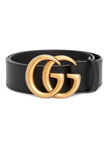 GG Mamont Buckle Leather Belt Black - GUCCI - BALAAN 1