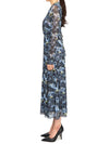 Women's Floral Wrap Long Dress Blue - GANNI - BALAAN 4