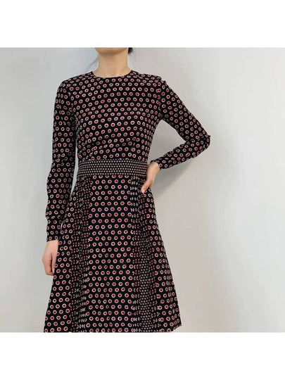 Women's Spot Print Silk Midi Dress Brown - BURBERRY - BALAAN 2