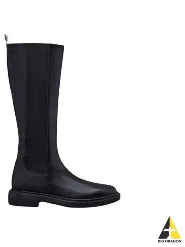 Logo Pebble Leather Chelsea Long Boots Black - THOM BROWNE - BALAAN 2