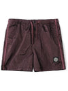 Logo Patch Swim Shorts Burgundy - STONE ISLAND - BALAAN.