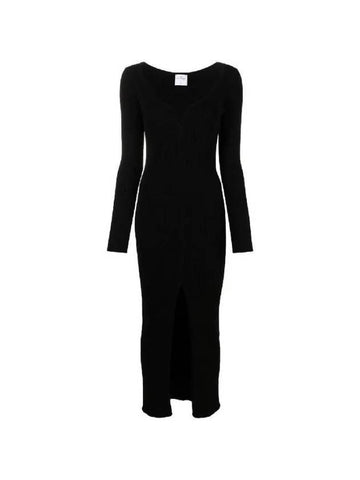 Courreges black slit rib knit dress 422MRO152FI0001 9999 - COURREGES - BALAAN 1