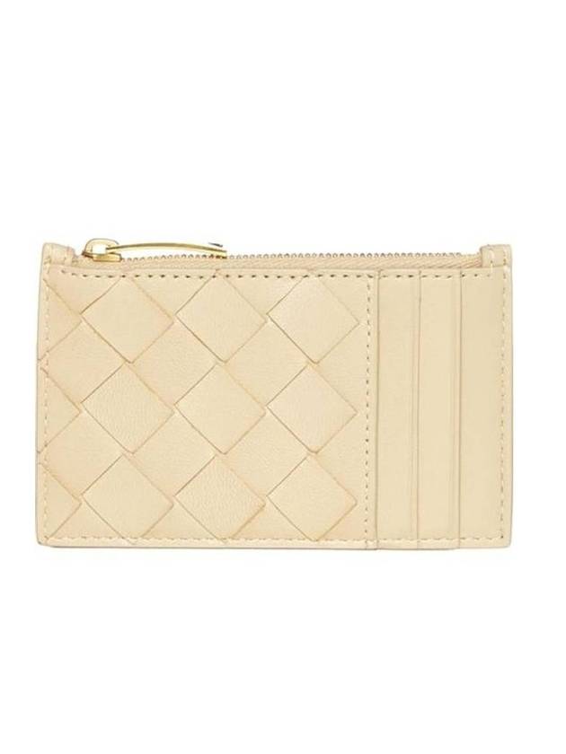 Intrecciato Zipper Card Wallet Beige - BOTTEGA VENETA - BALAAN 1