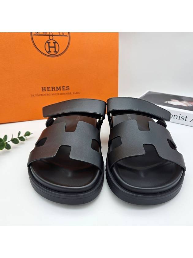 Chypre Calfskin Sandals Black - HERMES - BALAAN 3