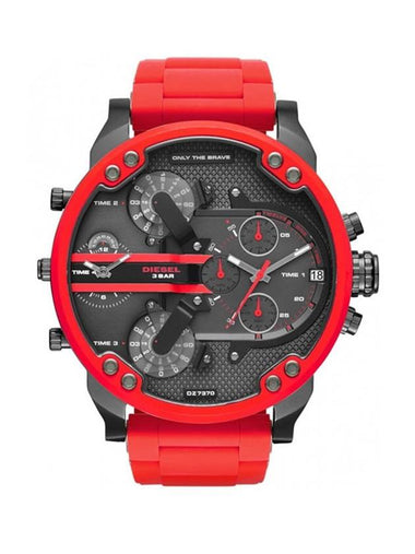 Mr Daddy 20 Gunmetal Grey 57mm Stainless Steel Silicone Watch Red - DIESEL - BALAAN 1