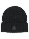 Logo Patch Wool Beanie Black 3B00062 M3620 999 - MONCLER - BALAAN 2