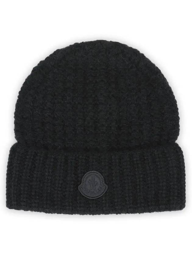 Logo Patch Wool Beanie Black 3B00062 M3620 999 - MONCLER - BALAAN 1