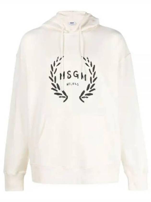 Milano Logo Print Cotton Hoodie Ivory - MSGM - BALAAN 2