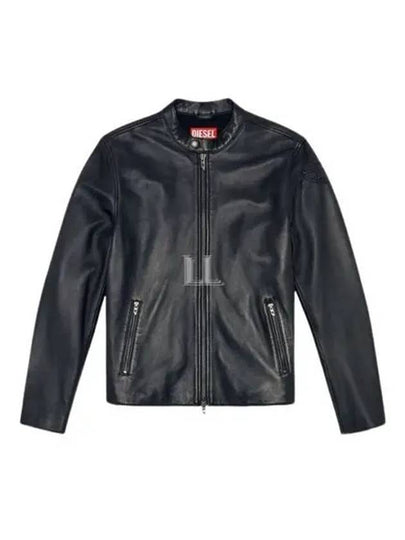 L Carver Embossed Logo Leather Biker Jacket Black - DIESEL - BALAAN 2