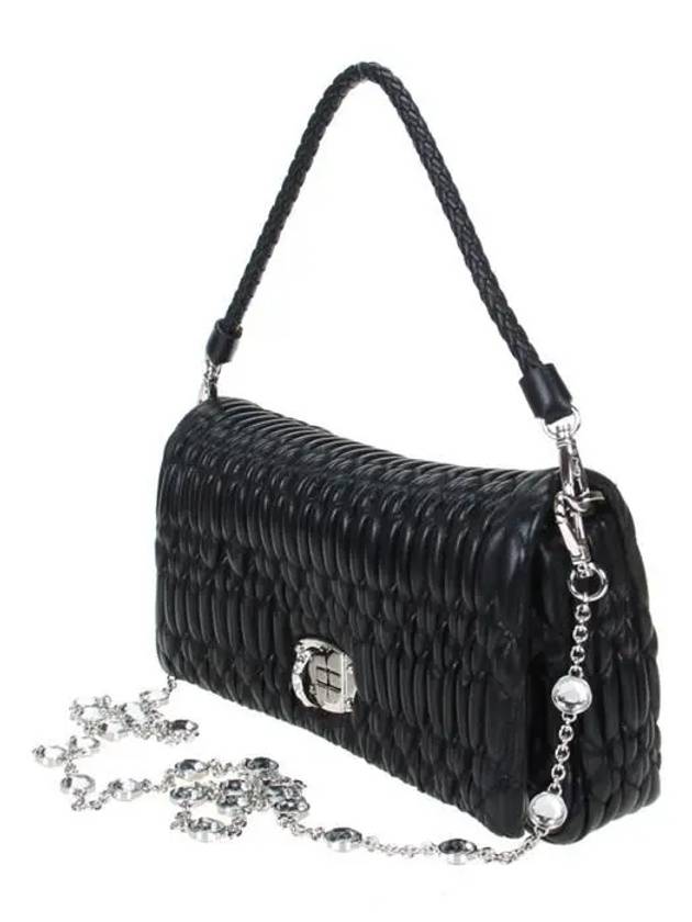 Crystal Cloque Nappa Leather Shoulder Bag Black Gold - MIU MIU - BALAAN 3