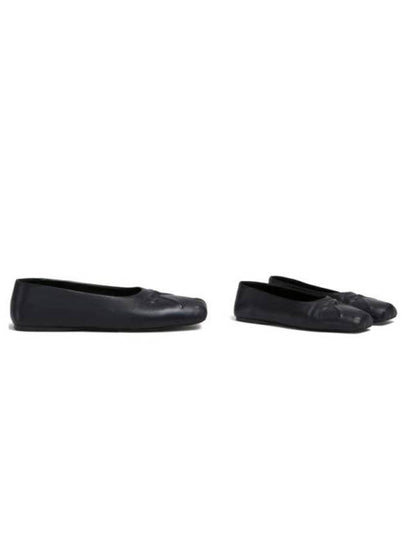 Bow Embossed Leather Ballerina Black - MARNI - BALAAN 2