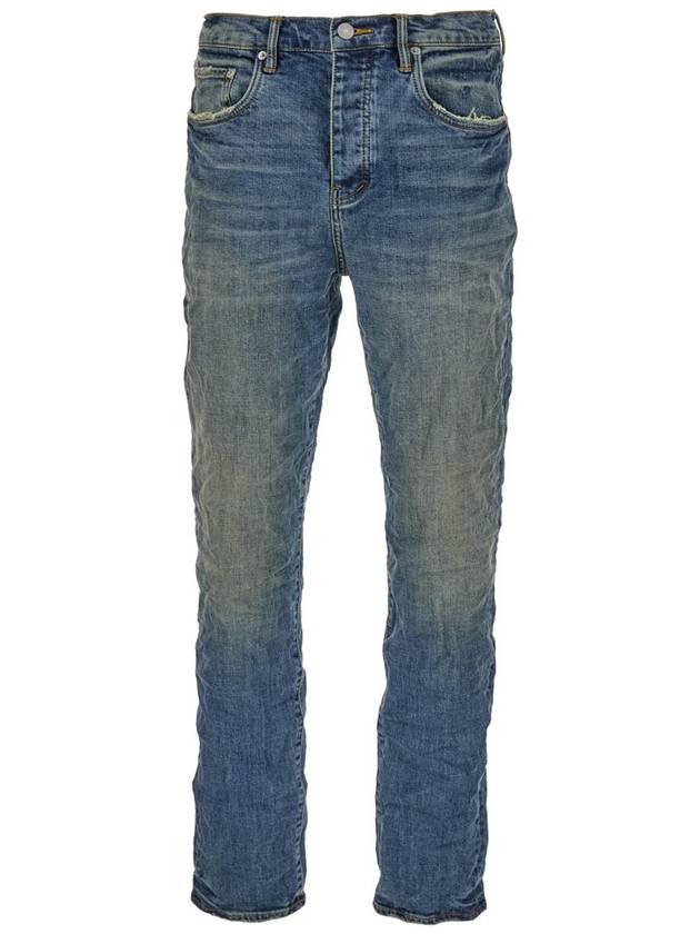 Blue Skinny Jeans With Crinkled Effect In Cotton Blend Denim Man - PURPLE BRAND - BALAAN 1