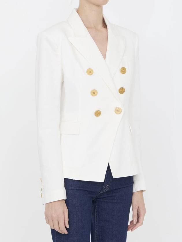 Women s Double Gold Button Cotton Jacket White - BALMAIN - BALAAN 3