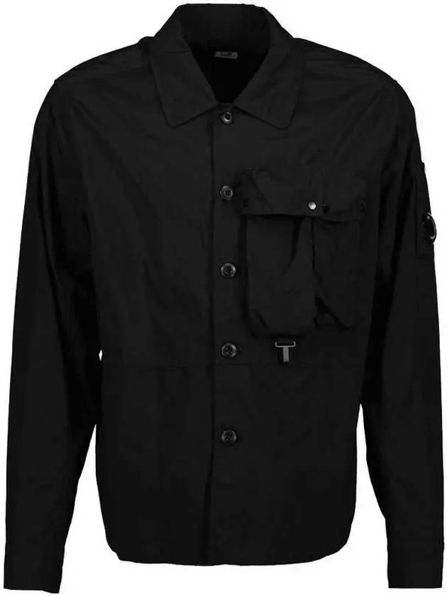 Men's Lens Wappen Tyrone Overfit Long Sleeve Shirt Jacket Black - CP COMPANY - BALAAN 2