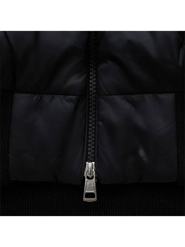 Logo Patch Padded Wool Hooded Jacket Black - MONCLER - BALAAN 4