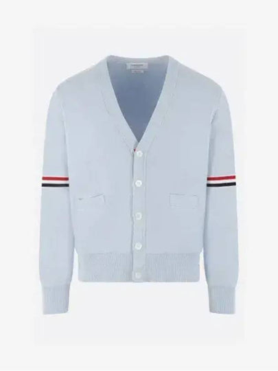 Milano Stitch Sprite Armband Cotton V-neck Cardigan Light Blue - THOM BROWNE - BALAAN 2