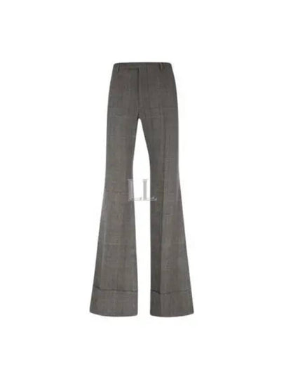 Prince Of Wales Wool Linen Straight Pants Grey - GUCCI - BALAAN 2