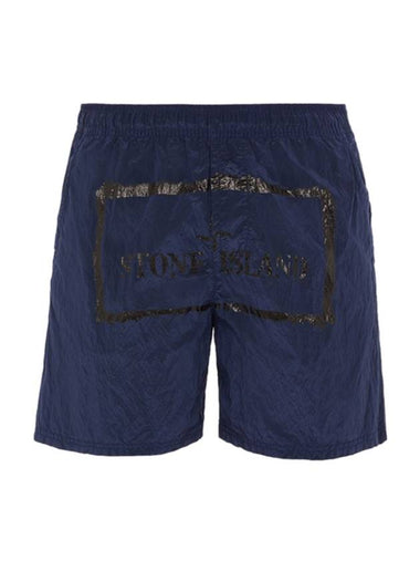 Box Logo Swim Shorts Blue Navy - STONE ISLAND - BALAAN 1