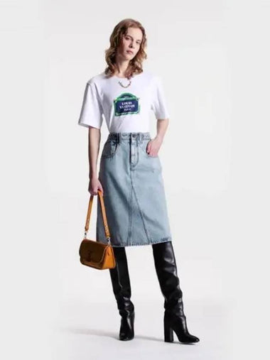 Bleached denim midi skirt 1AC3UC - LOUIS VUITTON - BALAAN 1