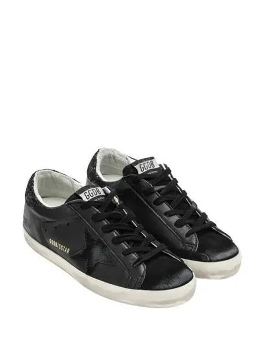 Superstar Glitter Tab Leather Low Top Sneakers Black - GOLDEN GOOSE - BALAAN 2