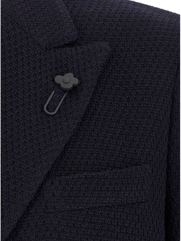 Blue Double-Breasted Jacket With Logo Pin In Knit Man - RVR LARDINI - BALAAN 3