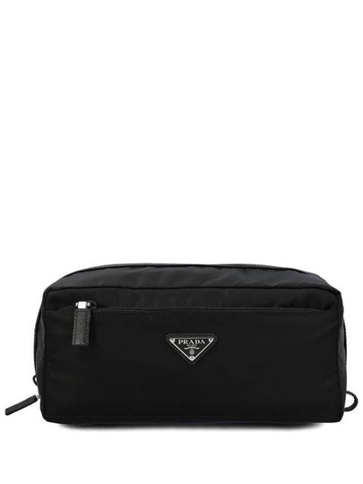 Triangle Logo Cosmetic Pouch Bag Black - PRADA - BALAAN 2