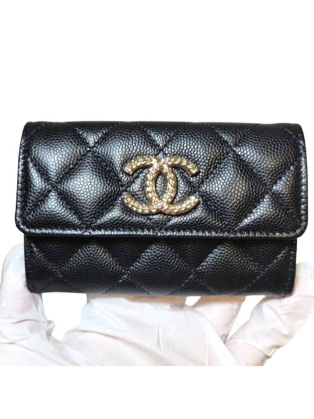 Kktok card wallet caviar black gold AP4254 - CHANEL - BALAAN 4