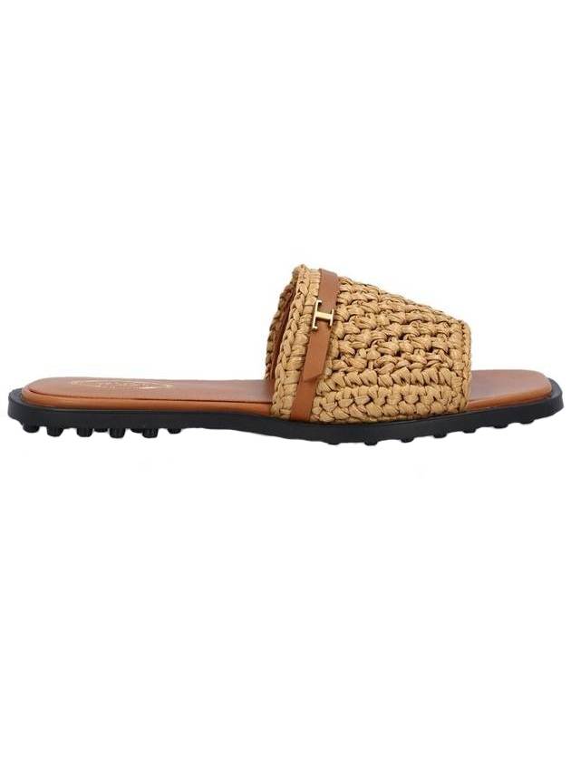 Women's Woven Raffia Flat Mule Beige - TOD'S - BALAAN.