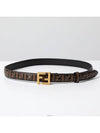 FF Square Stud Buckle Leather Belt Brown - FENDI - BALAAN 3