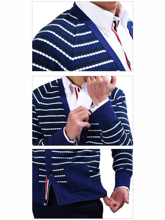 Rep Stripe Cardigan MJP020 AK9886 - THOM BROWNE - BALAAN 5