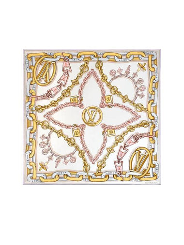 Bejeweled Square 90 Silk Scarf Beige - LOUIS VUITTON - BALAAN 1