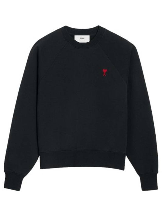 Small Heart Logo Sweatshirt Black - AMI - BALAAN 2