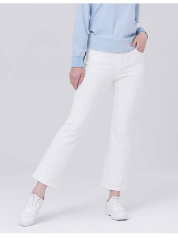 Waist Banding Cotton Span 8-quarter Semi Boot Cut White Pants DO3242PT66 1 - DOYOUKNOWMC GOLF WEAR - BALAAN 1