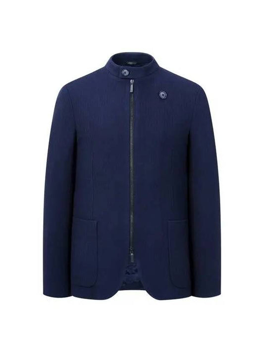 Men s two way zipper herringbone jacket navy - GIORGIO ARMANI - BALAAN 1