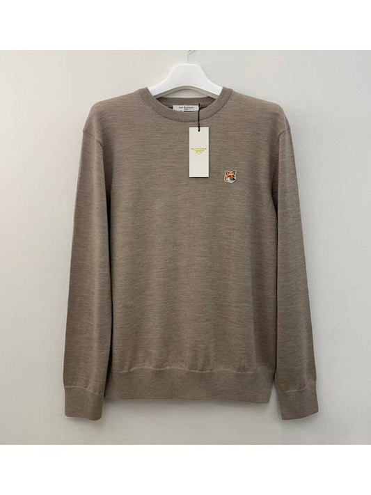 Knit Men s Beige Merino Wool FM00528KT1036 BEM - MAISON KITSUNE - BALAAN 1