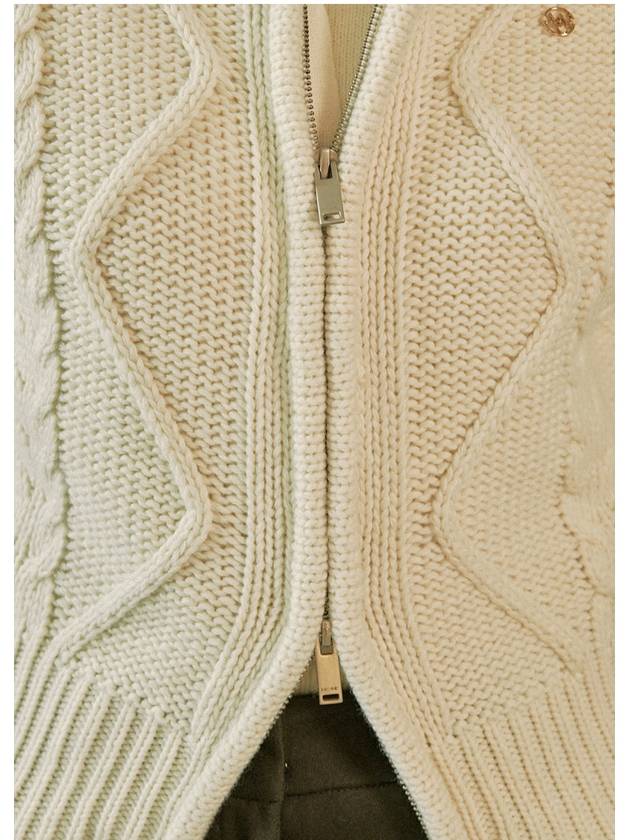 Women's Sage Wool Twist Zip-Up Knit Top Ivory - MICANE - BALAAN 4