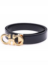 Gancini Leather Reversible Belt Black Blue - SALVATORE FERRAGAMO - BALAAN 4