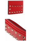 Rockstud Leather Card Wallet Red - VALENTINO - BALAAN 6