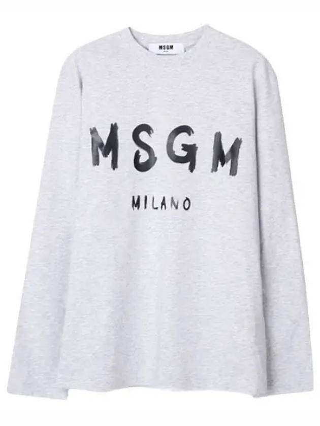 Brushed Logo Long Sleeve T Shirt Women - MSGM - BALAAN 1