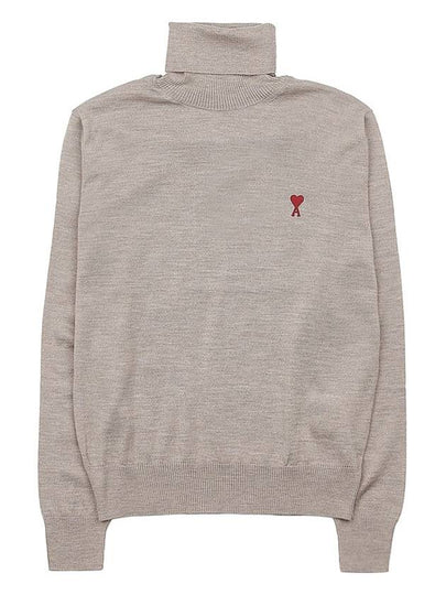 Heart Logo Wool Turtleneck Beige - AMI - BALAAN 2