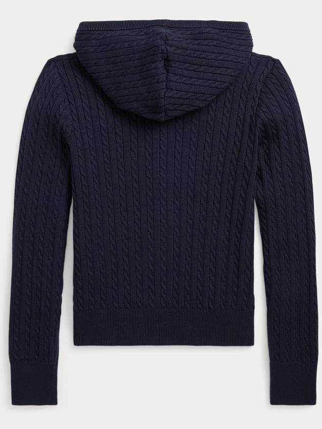 Women s Mini Cable Twist Knit Hooded Zip up Navy - POLO RALPH LAUREN - BALAAN 2