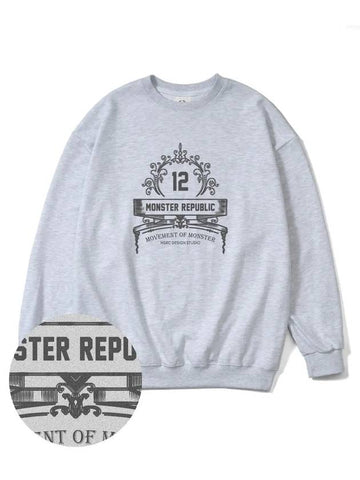 Modelo Gray Overfit Sweatshirt Melange Gray - MONSTER REPUBLIC - BALAAN 1