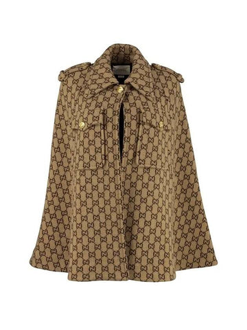 Women's GG Monogram Logo Jacquard Cape Beige - GUCCI - BALAAN.