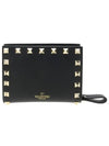 Rockstud Coin Ring Wallet Black - VALENTINO - BALAAN.