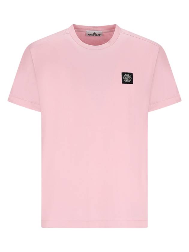 Logo Patch Short Sleeves T-Shirt Pink - STONE ISLAND - BALAAN 2