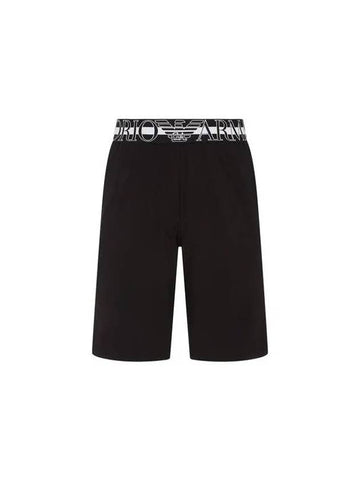 UNDERWEAR Men's Big Logo Banding Cotton Lounge Shorts Black 271874 - EMPORIO ARMANI - BALAAN 1